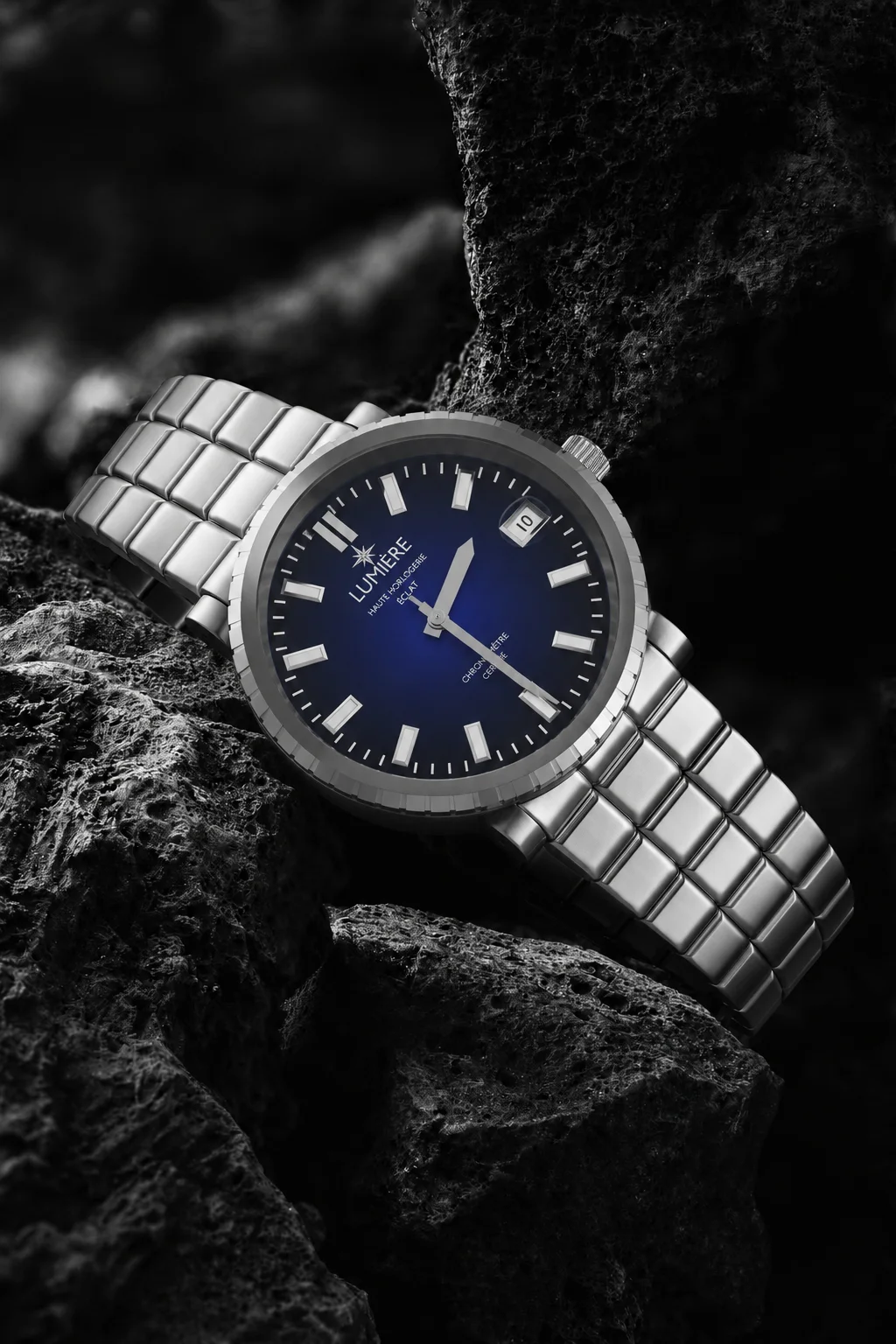 The Éclat resting in black volcanic rock